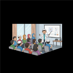 Young Muslim Man Teaching Science 