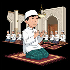 Young Muslim Man Praying 