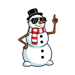 Cool Snowman Character with Sunglasses and Top Hat Posing Confidently for Winter Fun and Holiday Cheer