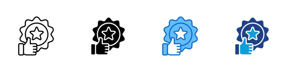 Obraz premium Star Approval Multiple Style Icon Design Vector - hand giving thumbs up with a star badge symbolizing approval, quality, and recognition