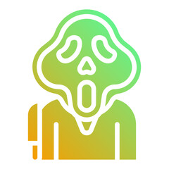 Ghost mask. This is a vector single icon with a solid gradient style. It is suitable for various purposes, including website design, mobile app design, and logo design.