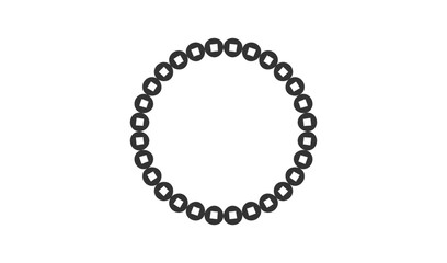 Black circle border made of small linked rings on white background