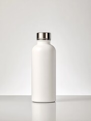 Blank white insulated water bottle