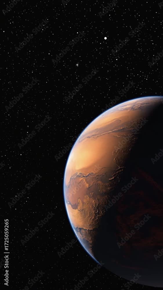 Wall mural planet mars in space with black background