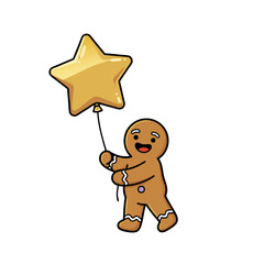 Joyful Gingerbread Man with Star Balloon