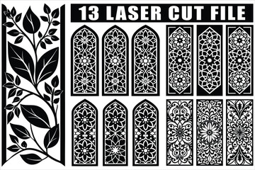 Laser cut files with floral and plant designs