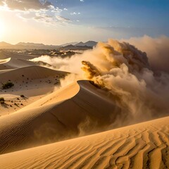 Desert dune, dramatic sandstorm