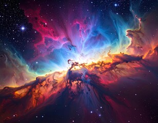 Vibrant nebula explosion in deep space