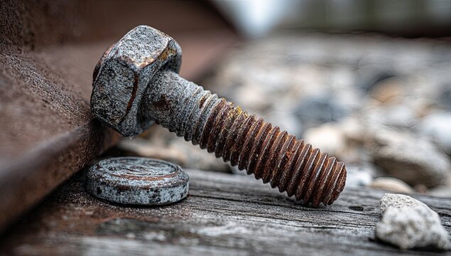 Rusted bolt on railway track