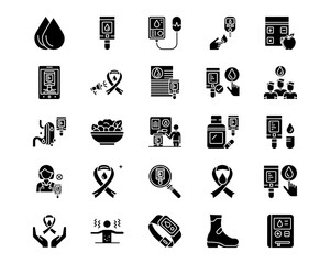 World Diabetes Day Line Vector Icons