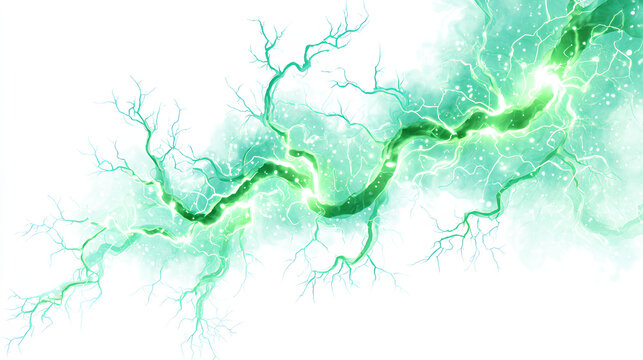 Green electric glowing vibrant on white backgrounds 3d illustrations Stock Illustration