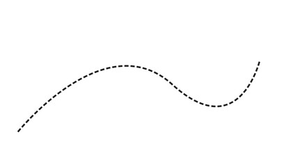 Abstract dashed line curve on a white background