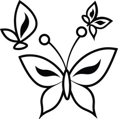 patterned butterfly garden illustration on transparent background