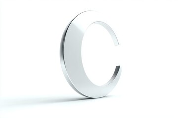 Chrome-Finished Letter C: A sleek, shiny, chrome-finished letter C casting a subtle shadow, representing minimalist design and modern typography.