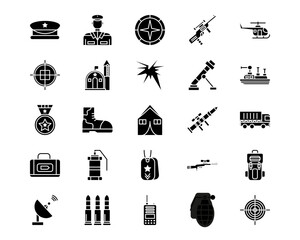 Military Line Vector Icons