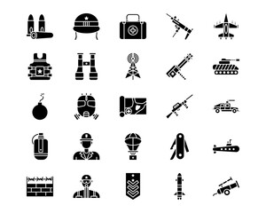 Military Line Vector Icons