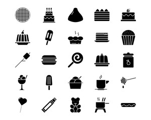 Sweets and Candies Line Vector Icons