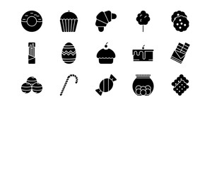 Sweets and Candies Line Vector Icons