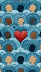Obraz premium Diverse community celebrates unity and love with a vibrant heart symbol in a world of interconnectedness and understanding