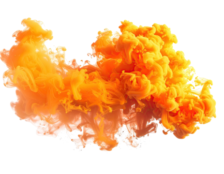 Abstract orange and peach ink swirling in a cloud