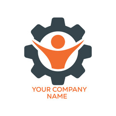 Industrial Gear with Human Figure Logo Design
