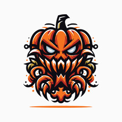 Halloween Pumpkin Design with Glowing Eyes a Sinister Grin and an Aggressive for Spooky Season