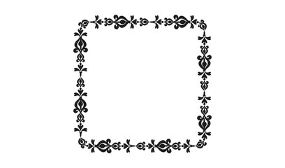 Ornate black and white decorative border with floral motifs