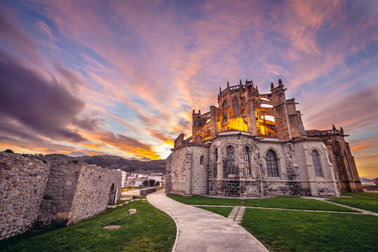 Santa Maria de la Asuncion Church and ruins of San Pedro hermitage in Castro Urdiale city in Spain