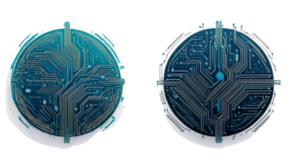Circuit Board Logo Icon Duo Bundle Isolated on Transparent Background (2)