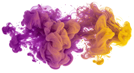 Abstract Purple and Yellow Ink Swirls 1.