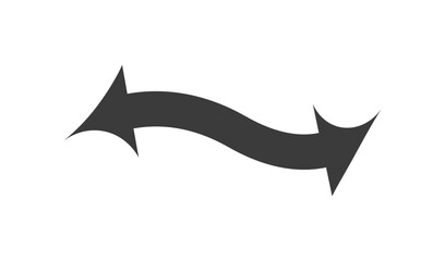 Dark gray wavy arrow with sharp points on white background