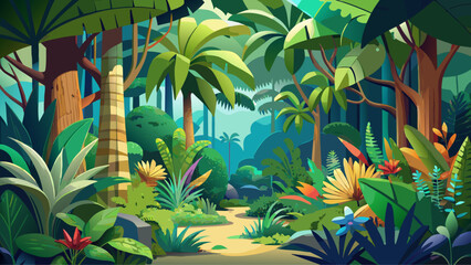 Tropical 3D paper cut jungle leaves, exotic rainforest plants, lush foliage border, botanical poster design, greenery frame, vibrant tropical forest background, vector illustration, summer paradise 