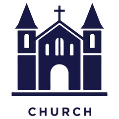 Simple Church Icon Depicting Religious Architecture and Faith.