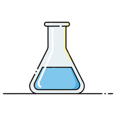 Laboratory flask with blue liquid for scientific experiments and research.