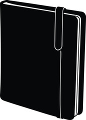 black leather notebook closed elegant stationery writing on transparent background