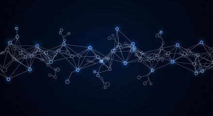 Abstract technology background with glowing blue network connections showing data nodes and lines on dark plexus for science and internet concepts