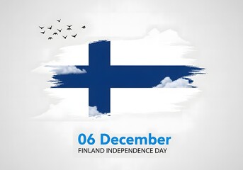 Finland Independence Day Celebration with Flag and Birds, Remembering 06 December