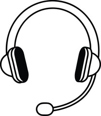 black headset microphone angled audio communication device on transparent background