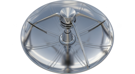 Closeup view of a satellite dish isolated on transparent background