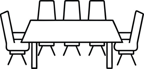 Conference Table with Chairs on Transparent Background