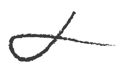 Hand drawn charcoal sketch of a looping abstract shape on white background