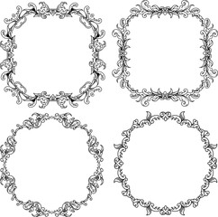 featuring a vintage frame ornament design with various carvings