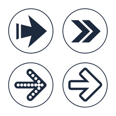 Bold circular arrow vector icon collection designed for navigation direction guide and modern infographic presentation layouts