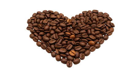 Heart Shaped Coffee Beans Roasted Dark Brown.