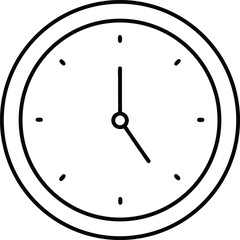 Wall Clock Round Simple Design on Transparent Background