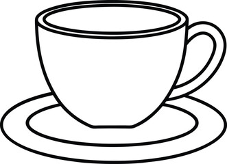 White Coffee Cup with Saucer on Transparent Background