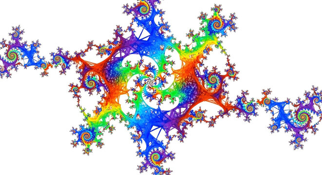 Colorful fractal art print psychedelic spiral pattern digital abstract design mathematics geometry illustration