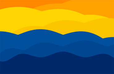 Seamless vector pattern with abstract evening ocean waves. Background with colorful wavy lines. Fun texture for surface design, wallpaper, wrapping paper, and textiles.