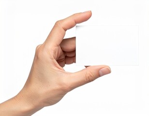 Hand holding blank white card