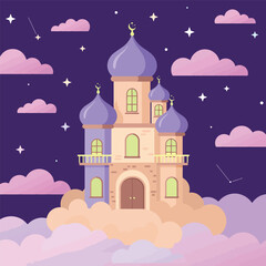 Magical Islamic Mosque Palace Floating in the Sky.